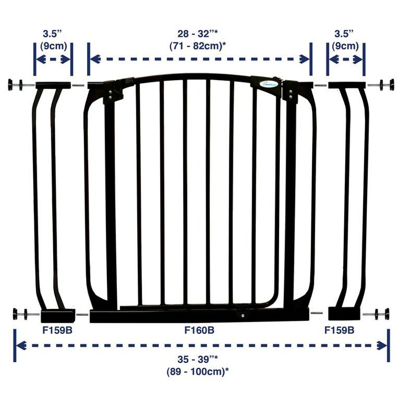 Dreambaby - Rozszerzenie bramki bezpiecz.Chelsea-9cm(wys.75cm)-czarne(brąz.karton)