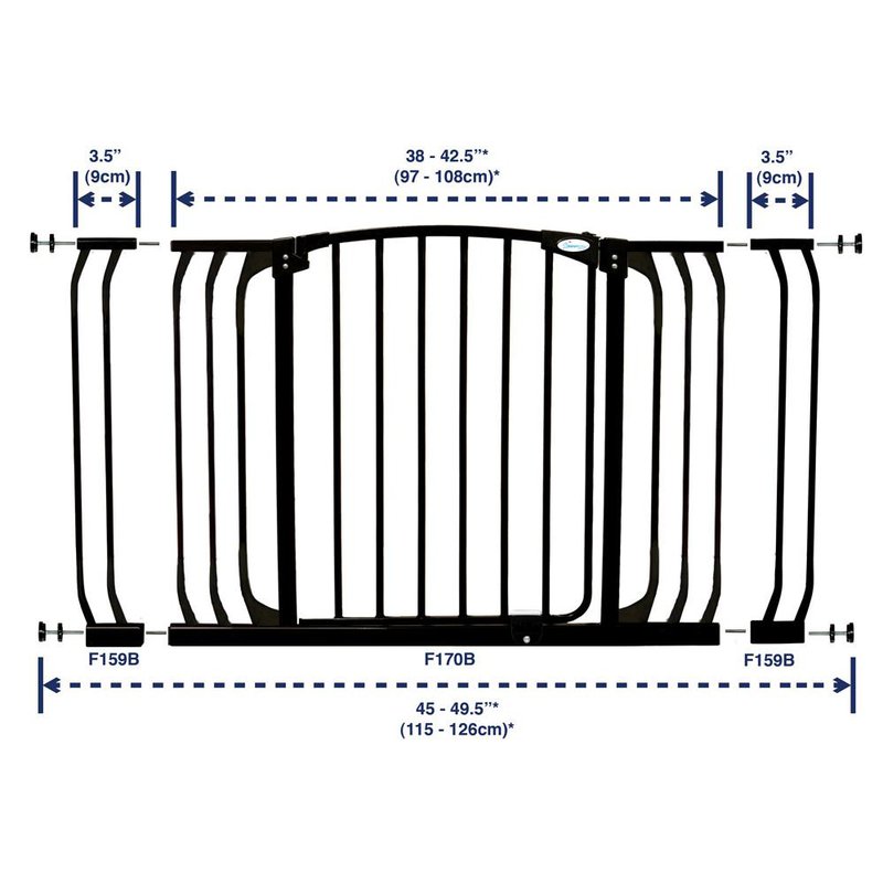 Dreambaby - Rozszerzenie bramki bezpiecz.Chelsea-9cm(wys.75cm)-czarne(brąz.karton)