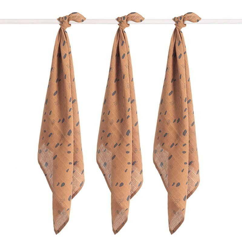 Jollein - Baby & Kids - Jollein - 3 pieluszki niemowlęce Hydrophilic 70 x 70 cm Spot CARAMEL