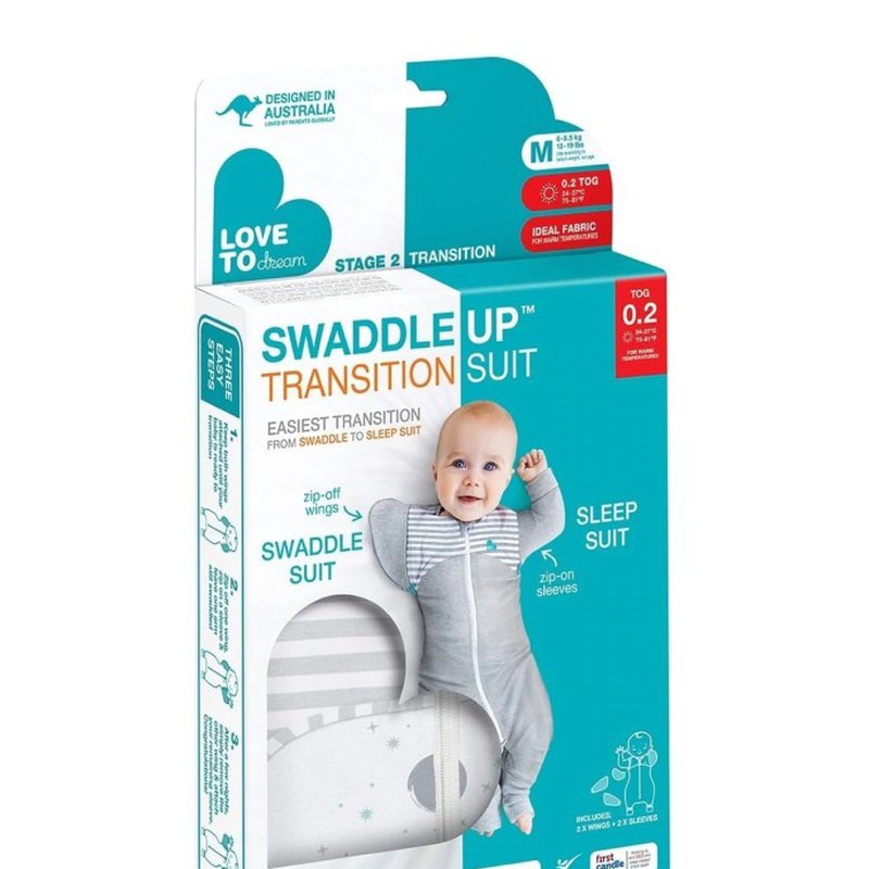 Love to Dream - Piżama przejściowa Transition Suit-rozmiar M-biała-ETAP 2-0.2 TOG Lite