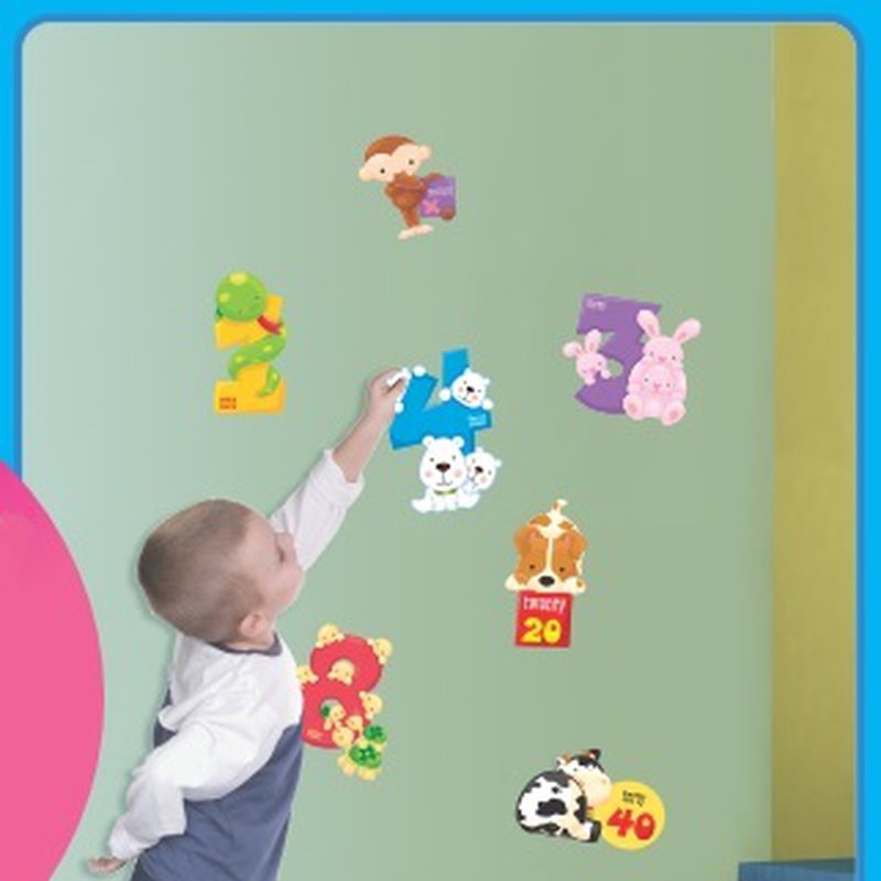 MARKO - Dekoracje Ścienne - Dekoracje ścienne 3D - cyferki - Małpka i królik