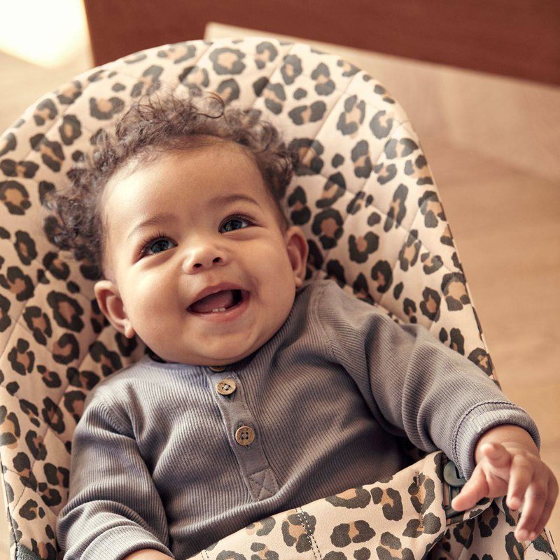 BABYBJORN - leżaczek BLISS MESH - Antracytowy/Leopard + poszycie do leżaczka Balance Bliss Beż/Leopard, Cotton