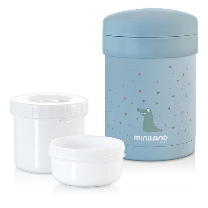Miniland - Termos z 2 pojemnikami hermetycznymi na jedzenie Azure-Rose - seledyn