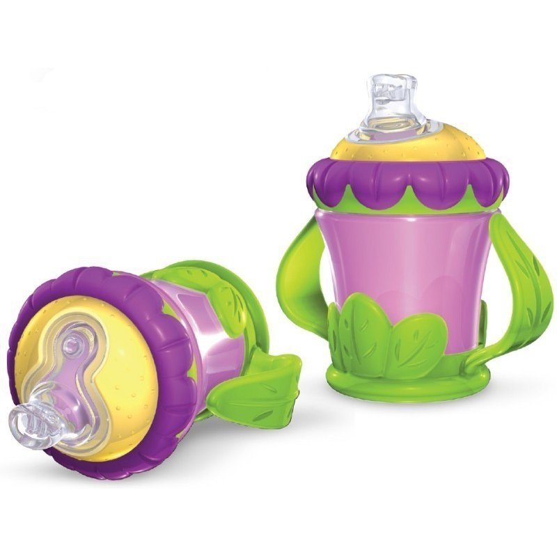 Nuby - Kubek niekapek z uchwytami - Kwiat