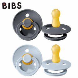 BIBS 2-PACK M IRON & BABY BLUE Smoczek Uspokajający kauczuk Hevea