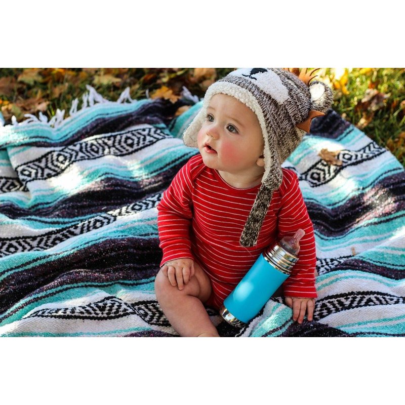 Termobutelka ze słomką i błękitną osłonką 260 ml, Pura Kiki