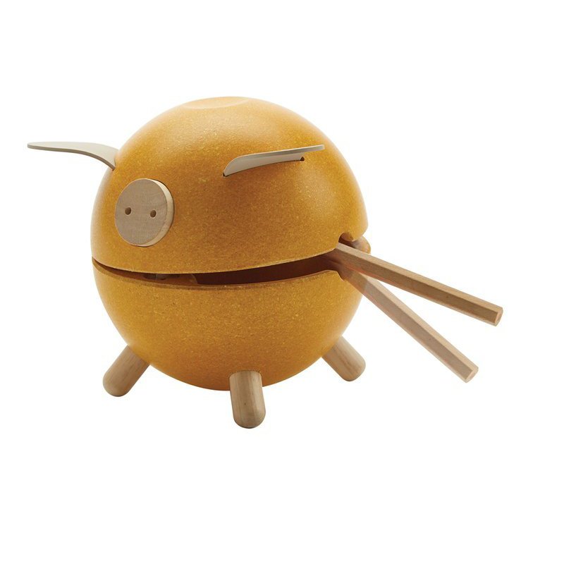 Plan Toys - Świnka skarbonka - żółta - barwy sadu