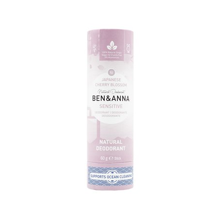 BEN and ANNA Sensitive, Naturalny dezodorant bez sody w sztyfcie kartonowym, Japanese cherry blossom, 60 g Ben and Anna