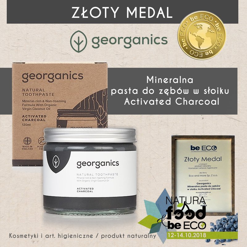 Georganics, Mineralna pasta do zębów w słoiku Activated Charcoal, 120ml GEORGANICS