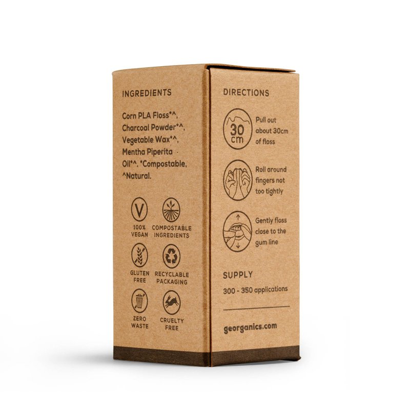 Georganics, Naturalna Nić Dentystyczna z Węglem, 50m x 2, REFILL GEORGANICS