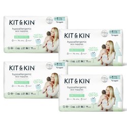 Kit and Kin, Biodegradowalne Pieluszki Jednorazowe 1 Mini (2-5kg), Owieczka/Sówka, 40 szt. x4 (KARTON) KIT AND KIN