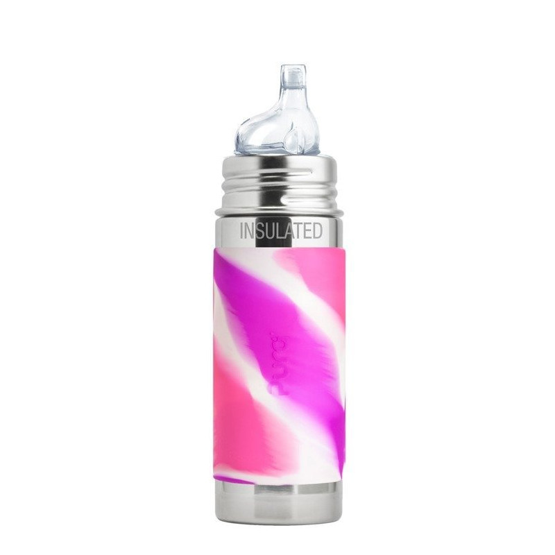 Termobutelka z ustnikiem niekapkiem 260 ml, różowa swirl, Pura Kiki