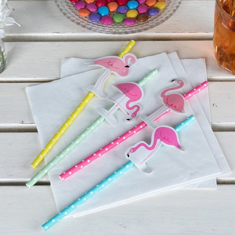 Słomki papierowe 4 szt., Flamingo Bay, Rex London