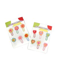 Woody - Spinacze biurowe serduszka lub kwiatki - zestaw 6 szt.