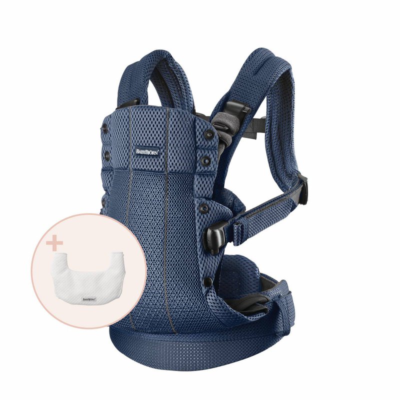 BABYBJORN - nosidełko Harmony 3D Mesh, Granatowy + śliniaczek do nosidełka Harmony