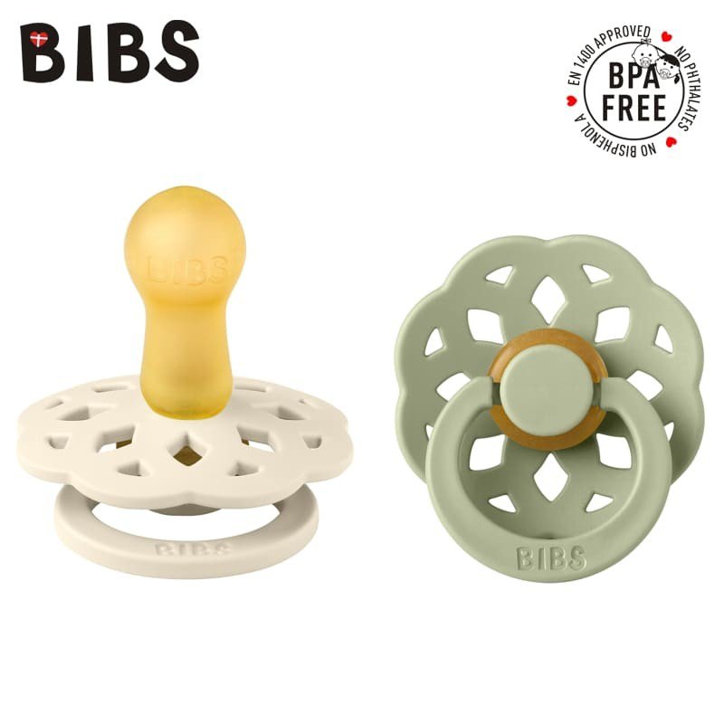 BIBS BOHEME 2-PACK IVORY & SAGE M Smoczek Uspokajający kauczuk Hevea