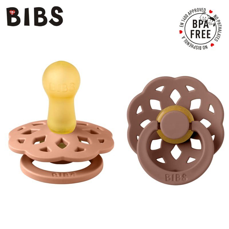 BIBS BOHEME 2-PACK PEACH & WOODCHUCK M Smoczek Uspokajający kauczuk Hevea
