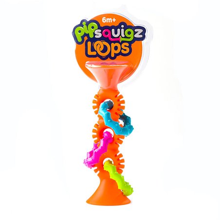 Far Brain Toy Co. - FA165-1 Bobo Przyssawki Grzechotka Pomarańczowa. PipSquigz Loops.