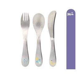 Zestaw sztućców ze stali nierdzewnej, 3 szt., niebieskie, Kiokids