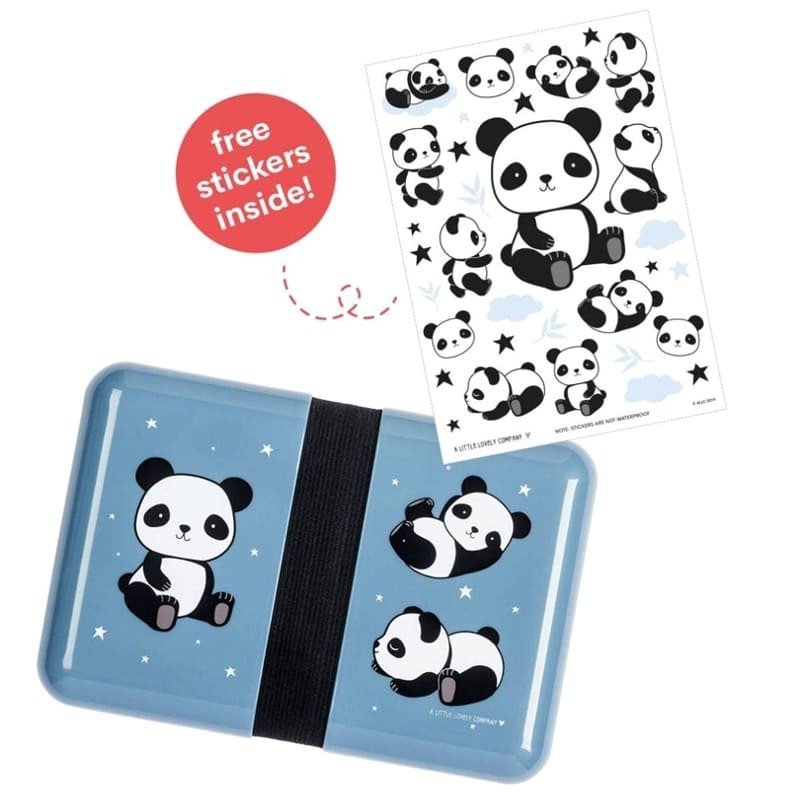 A Little Lovely Company - Śniadaniówka Lunchbox Panda z naklejkami