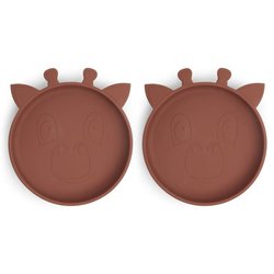 nuuroo - 2 talerzyki silikonowe Giraf Mahogany NUUROO