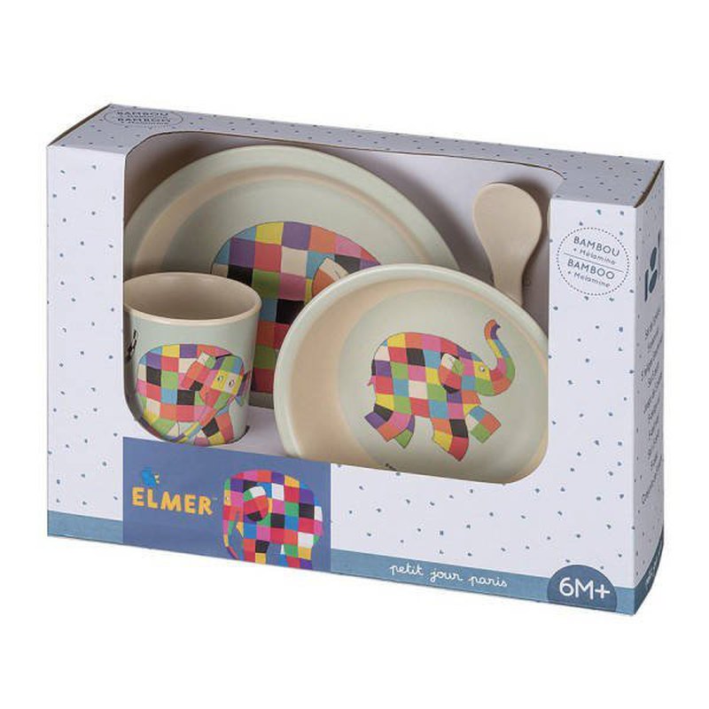 Zestaw naczyń i sztućców dla dziecka, 5 el., ELMER | Petit Jour Paris®