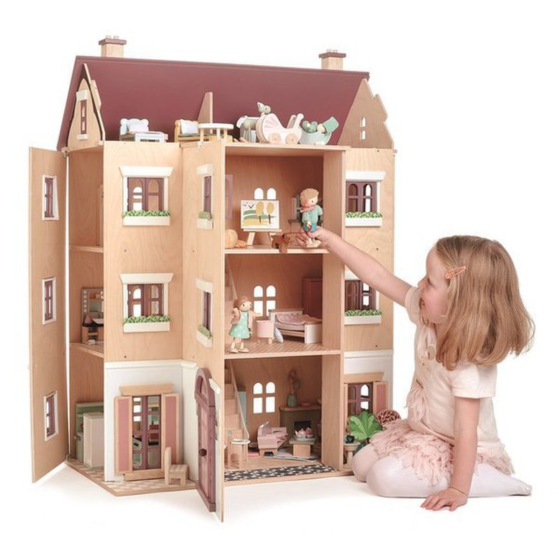 Drewniany czteropiętrowy domek dla lalek, Tender Leaf Toys tender leaf toys