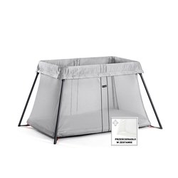 BABYBJORN - łóżeczko turystyczne LIGHT - srebrny + prześcieradło