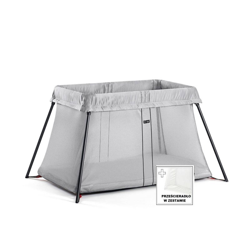 BABYBJORN - łóżeczko turystyczne LIGHT - srebrny + prześcieradło