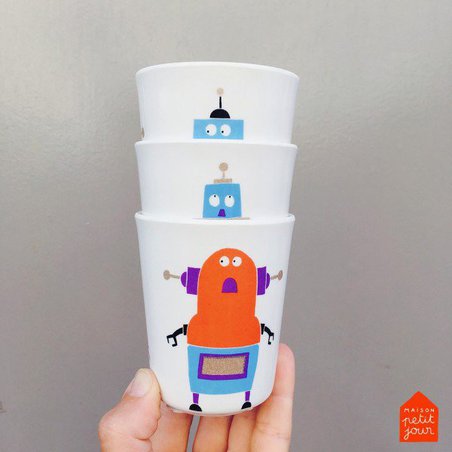 Mały kubek do napojów dla dziecka, seria Roboty | Maison Petit Jour®