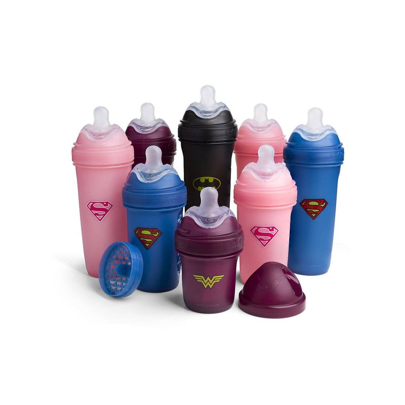 Herobility - butelka antykolkowa Herobottle 340 ml, WonderWoman + smoczek L (4 m+)