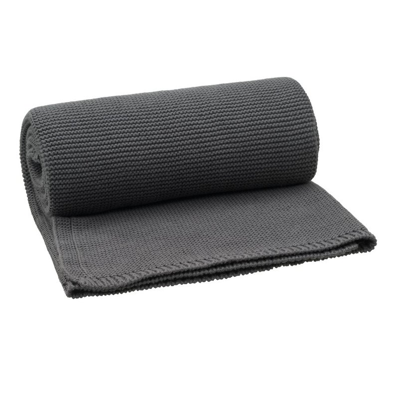 Fresk Tkany kocyk z bawełny organicznej 80 x 100 cm Uni Dark grey FRESK