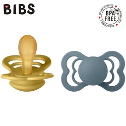 BIBS SUPREME 2-PACK MUSTARD & PETROL M Smoczek Symetryczny kauczuk Hevea