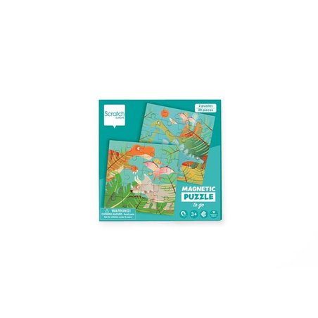 Scratch, Puzzle magnetyczne - książka podróżna Dino 2 obrazki 40 elem.