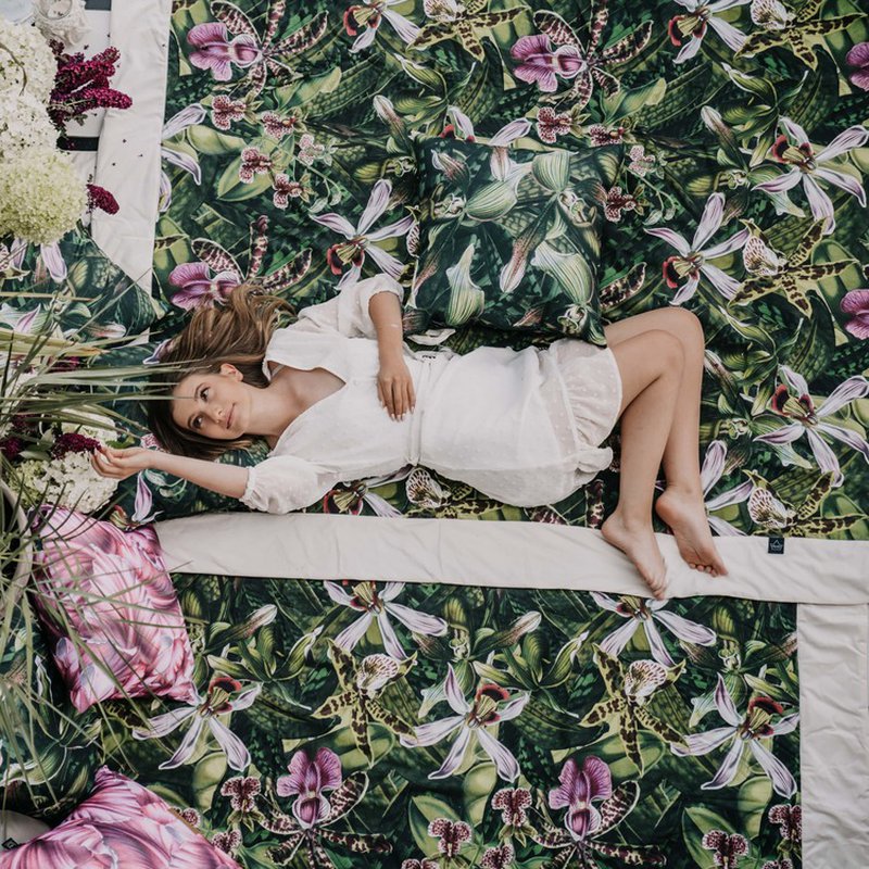 LA MILLOU - KOC PICNIC Z KIESZONKĄ, MATA DO ZABAWY XL - BY WHATANNAWEARS – FLY ME TO THE MOON SKY - GREY