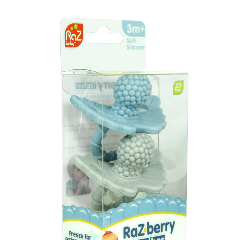 Gryzak 2 szt., Soczysta Malina, niebieski i szary, RaZbaby RAZBABY