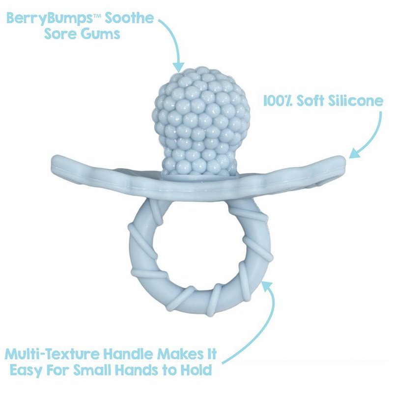 Gryzak 2 szt., Soczysta Malina, niebieski i szary, RaZbaby RAZBABY