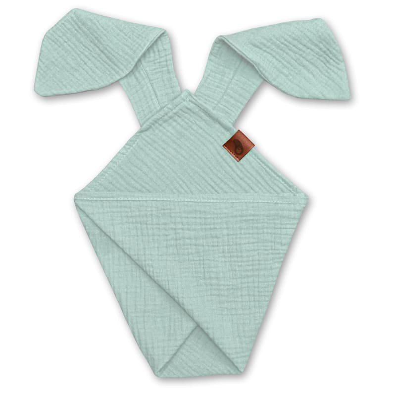 Hi Little One - Pieluszka dou dou uszami królika z organicznej BIO bawełny GOTS cozy muslin with ears 2in1 Mint