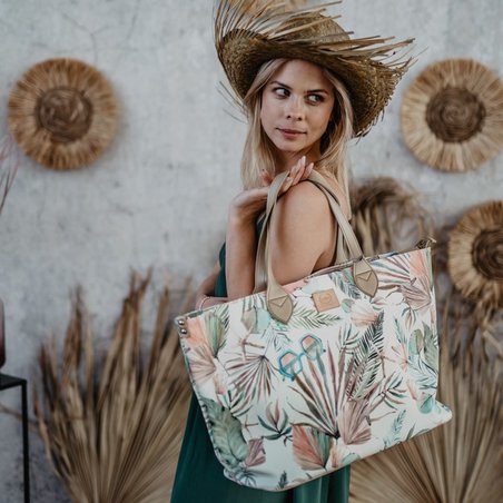 LA MILLOU - FEERIA PREMIUM ZIP - TORBA LARGE Z SASZETKĄ - BY WHATANNAWEARS - FLY ME TO THE MOON GREY