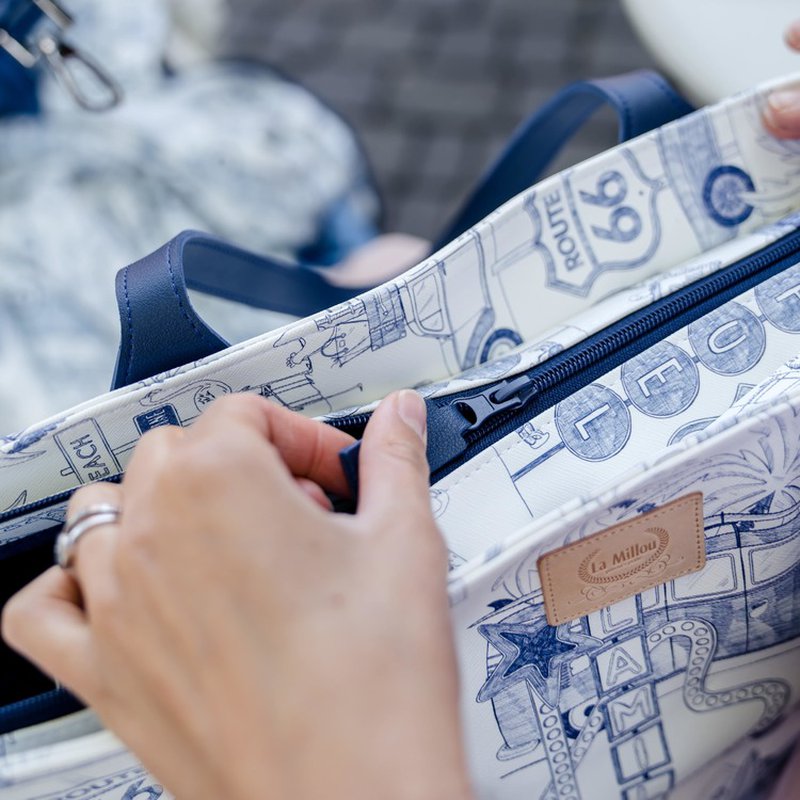 LA MILLOU - FEERIA PREMIUM ZIP - TORBA LARGE Z SASZETKĄ - BY WHATANNAWEARS - FLY ME TO THE MOON GREY