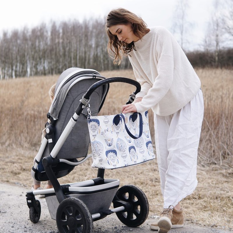 LA MILLOU - FEERIA PREMIUM ZIP - TORBA LARGE Z SASZETKĄ - BY WHATANNAWEARS - FLY ME TO THE MOON GREY