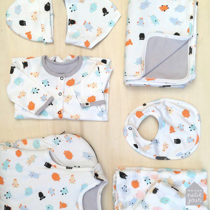 Śpiworek do spania dla niemowlaka, seria Doudous, Puchaci Przyjaciele | Maison Petit Jour®