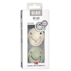 BIBS DE LUX ONE SIZE 2- PACK IVORY & SAGE Smoczek uspokajający silikonowy