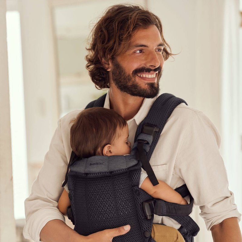 BABYBJORN - nosidełko Harmony 3D Mesh, Antracyt + śliniaczek do nosidełka Harmony