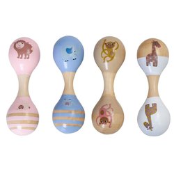 Magni - Podwójny marakas drewniany ze zwierzątkami - motyw Arki Noego