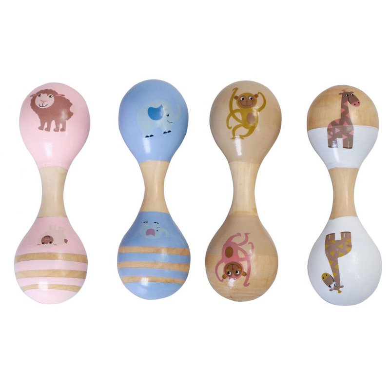 Magni - Podwójny marakas drewniany ze zwierzątkami - motyw Arki Noego