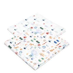 LA MILLOU - 2 PACK PIELUSZKA 100% BAMBOO MUŚLIN - FRENCH RIVIERA BOY & RIVIERA WAVES