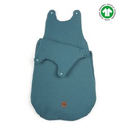 Hi Little One - śpiworek z organicznej BIO bawełny oddychającej GOTS NEWBORN SLEEPBAG  EMERALD muslin cotton TOG 3,5 wiek 0 m+