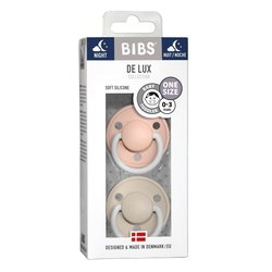 BIBS DE LUX ONE SIZE 2- PACK BLUSH NIGHT & VANILLA NIGHT Smoczek uspokajający silikonowy