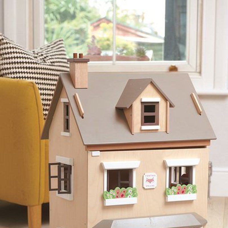 Drewniany trzypiętrowy domek dla lalek z wyposażeniem, Tender Leaf Toys tender leaf toys